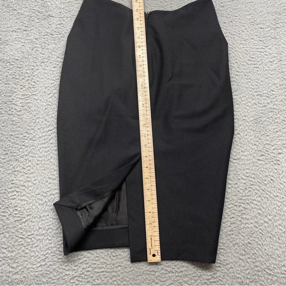 Maurizio Pecoraro Pencil Skirt Womens 6 Black Midi Pleated Wool Blend Italy